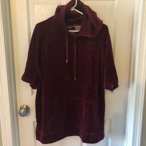Burgundy velour oversized hooded tee